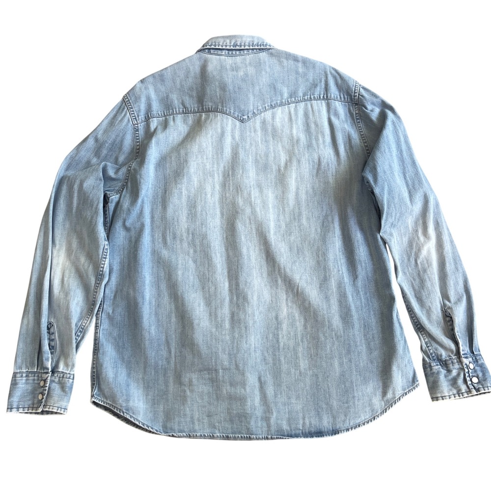 Levi's Iconic Western Denim Long Sleeve Snap Shirt Women XXL Light Vintage Wash - Picture 15 of 15